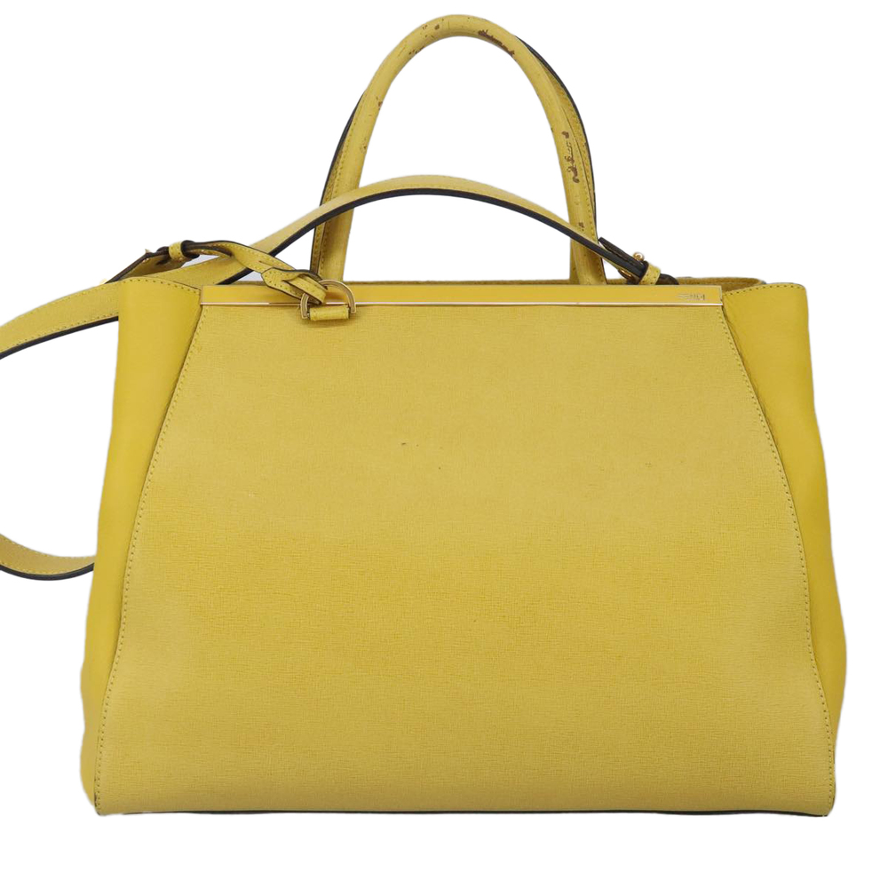 FENDI To joule Hand Bag Leather 2way Yellow Gold Auth 100188 - Picture 2 of 16
